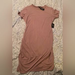 Silky Sueded Jersey Ruched T-Shirt Dress